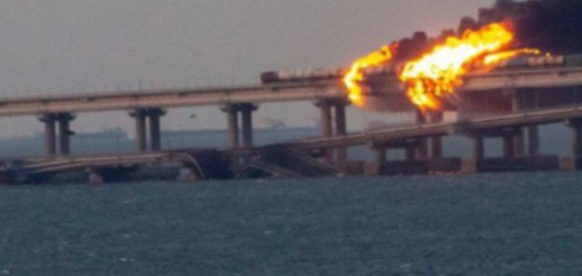 Crimean Bridge fire Blank Meme Template