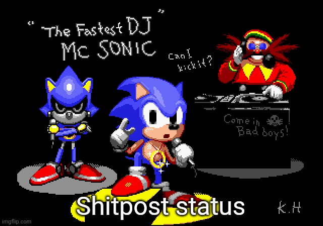 Sonic CD rapper image | Shitpost status | image tagged in sonic cd rapper image | made w/ Imgflip meme maker