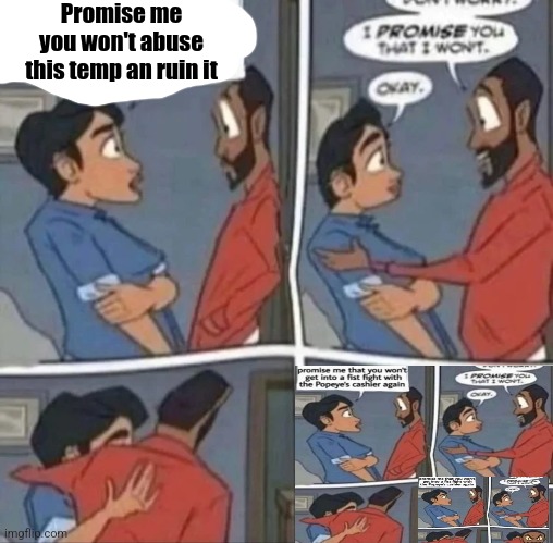 No | Promise me you won't abuse this temp an ruin it | made w/ Imgflip meme maker