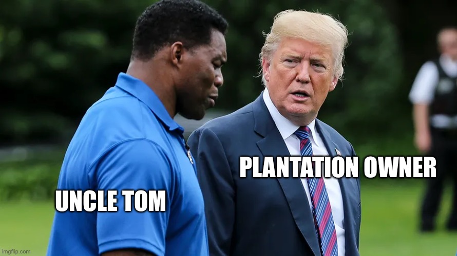 Herschel Walker Trump | UNCLE TOM PLANTATION OWNER | image tagged in herschel walker trump | made w/ Imgflip meme maker