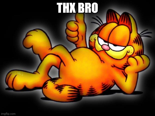 garfield thumbs up | THX BRO | image tagged in garfield thumbs up | made w/ Imgflip meme maker