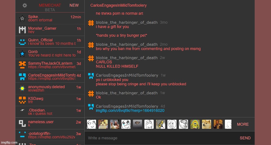 i think sumthin wrong with my meme chat | made w/ Imgflip meme maker