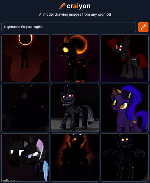 the middle one looks like nightmare from fnaf had a child with a pony | made w/ Imgflip meme maker
