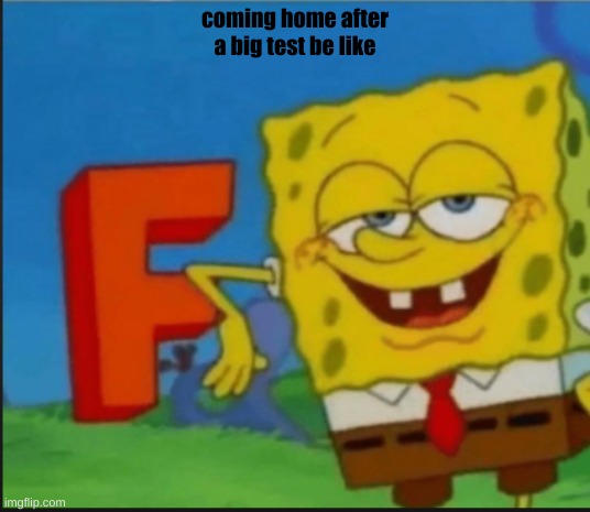 i got a f | coming home after a big test be like | image tagged in f | made w/ Imgflip meme maker