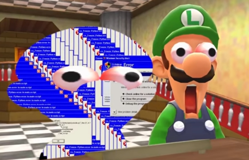 Mario turning into an error. Blank Meme Template