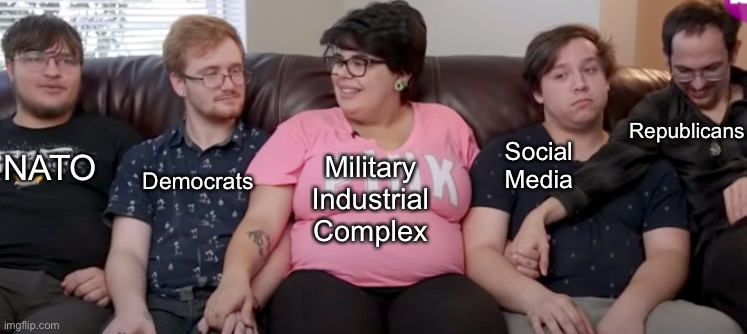 It’s a disgusting relationship | Republicans; NATO; Social Media; Democrats; Military Industrial Complex | image tagged in military industrial complex,libertarian | made w/ Imgflip meme maker