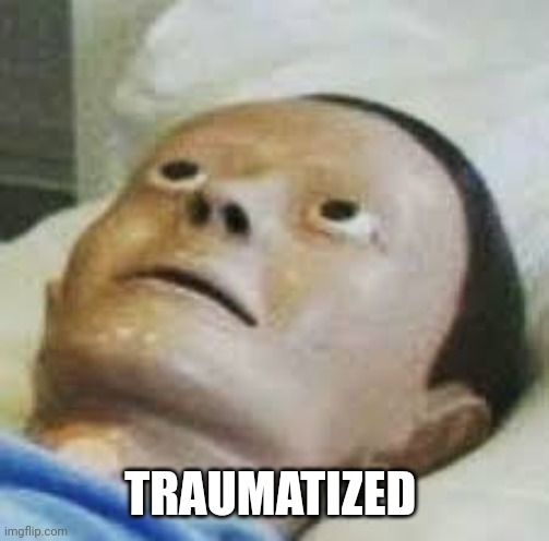 Traumatized Mannequin | TRAUMATIZED | image tagged in traumatized mannequin | made w/ Imgflip meme maker