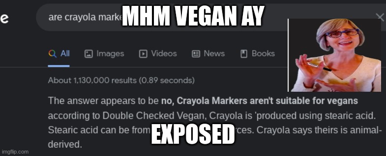 finally exposed | MHM VEGAN AY; EXPOSED | image tagged in that vegan teacher | made w/ Imgflip meme maker