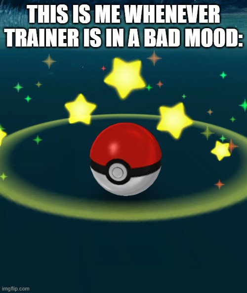 Pokeball | THIS IS ME WHENEVER TRAINER IS IN A BAD MOOD: | image tagged in pokeball | made w/ Imgflip meme maker