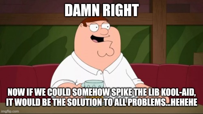 DAMN RIGHT NOW IF WE COULD SOMEHOW SPIKE THE LIB KOOL-AID, IT WOULD BE THE SOLUTION TO ALL PROBLEMS...HEHEHE | made w/ Imgflip meme maker