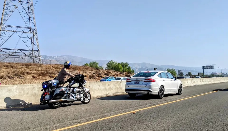 CHP Harley on a Traffic Stop Blank Meme Template