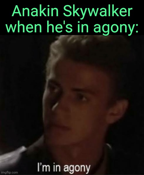 . | Anakin Skywalker when he's in agony: | image tagged in i'm in agony | made w/ Imgflip meme maker