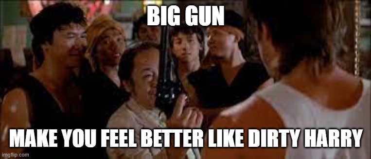 big gun make you feel like dirty harry | BIG GUN; MAKE YOU FEEL BETTER LIKE DIRTY HARRY | image tagged in dirty harry | made w/ Imgflip meme maker