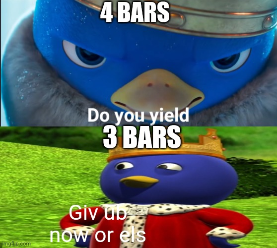 But y | 4 BARS; 3 BARS; Giv ub now or els | image tagged in do you yield,wifi drops,oh okay,y tho | made w/ Imgflip meme maker