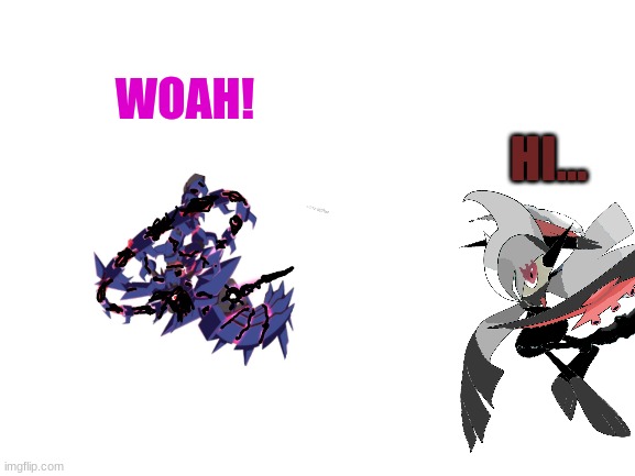 TSK Shorts: Somebody new!? | WOAH! HI... | image tagged in blank white template | made w/ Imgflip meme maker