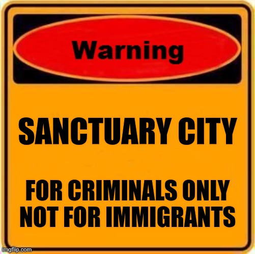 Warning Sign Meme | SANCTUARY CITY FOR CRIMINALS ONLY
NOT FOR IMMIGRANTS | image tagged in memes,warning sign | made w/ Imgflip meme maker