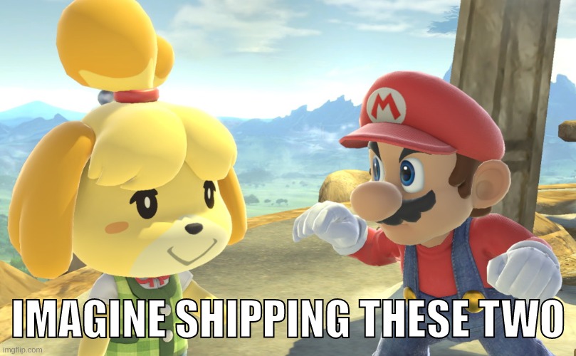 knuxouge 2 | IMAGINE SHIPPING THESE TWO | image tagged in memes,funny,mario,isabelle,ship,isamario | made w/ Imgflip meme maker