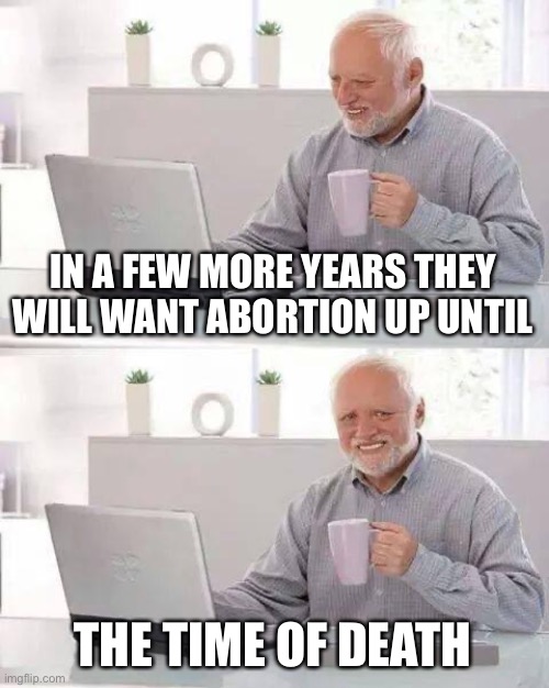Hide the Pain Harold Meme | IN A FEW MORE YEARS THEY WILL WANT ABORTION UP UNTIL THE TIME OF DEATH | image tagged in memes,hide the pain harold | made w/ Imgflip meme maker