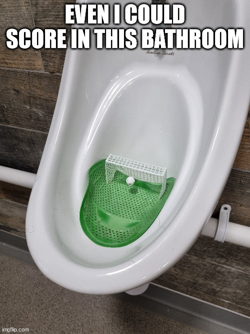 Bathroom Goals | EVEN I COULD SCORE IN THIS BATHROOM | image tagged in score,goal,bathroom | made w/ Imgflip meme maker