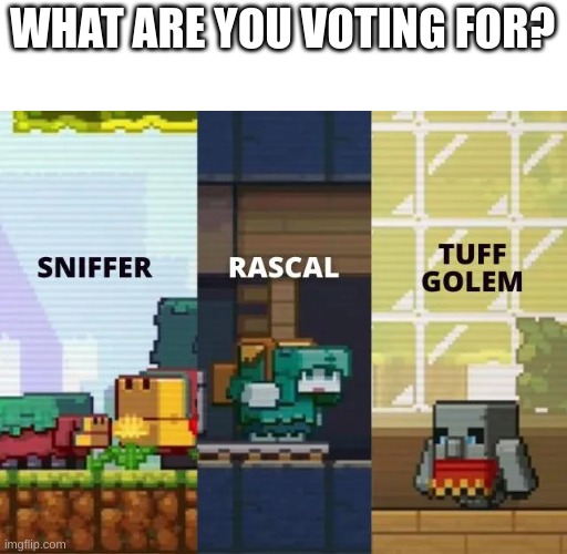 im voting for sniffer bc i love plants | WHAT ARE YOU VOTING FOR? | image tagged in gaming,minecraft,minecraft memes,vote | made w/ Imgflip meme maker