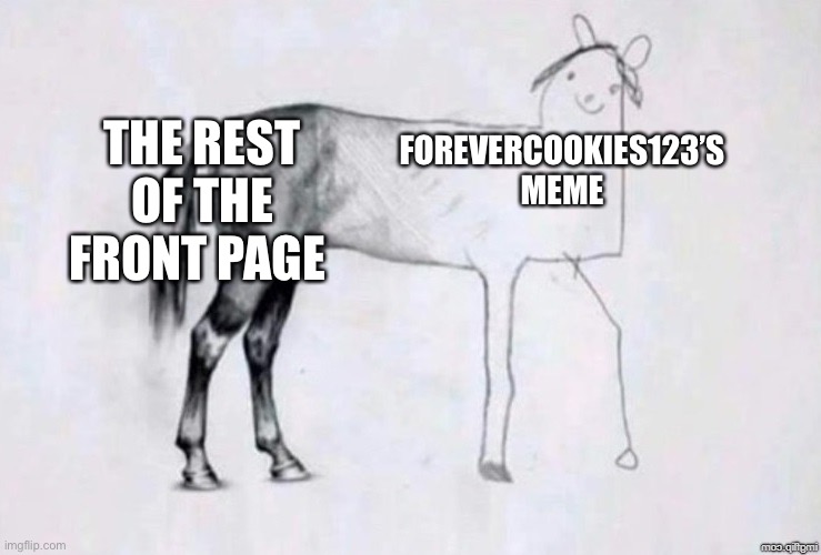Horse Drawing | THE REST OF THE FRONT PAGE; FOREVERCOOKIES123’S MEME | image tagged in horse drawing | made w/ Imgflip meme maker
