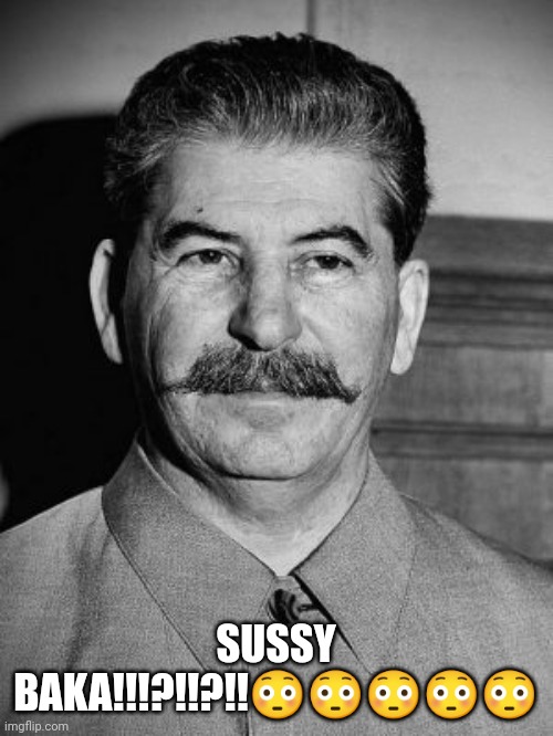 Stalin Is sus | SUSSY BAKA!!!?!!?!!😳😳😳😳😳 | image tagged in joseph stalin is sus,stalin,sussy baka | made w/ Imgflip meme maker