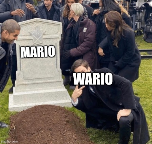 Grant Gustin over grave | MARIO WARIO | image tagged in grant gustin over grave | made w/ Imgflip meme maker