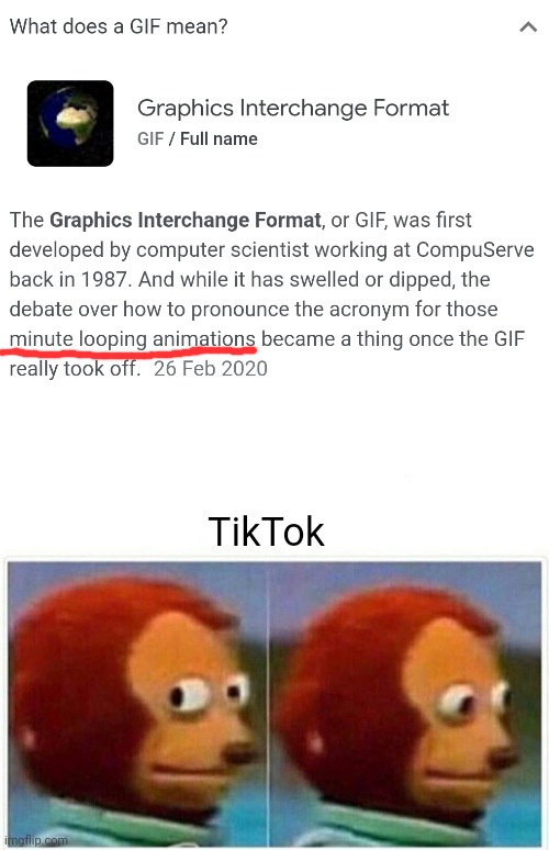 TikTok is that short. | TikTok | image tagged in memes,monkey puppet | made w/ Imgflip meme maker