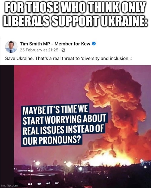 Australophilia | FOR THOSE WHO THINK ONLY LIBERALS SUPPORT UKRAINE: | made w/ Imgflip meme maker