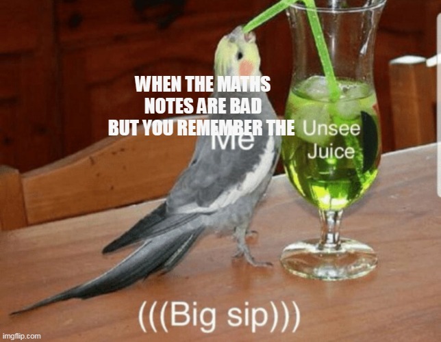 Unsee juice | WHEN THE MATHS NOTES ARE BAD BUT YOU REMEMBER THE | image tagged in unsee juice,memes,school memes | made w/ Imgflip meme maker