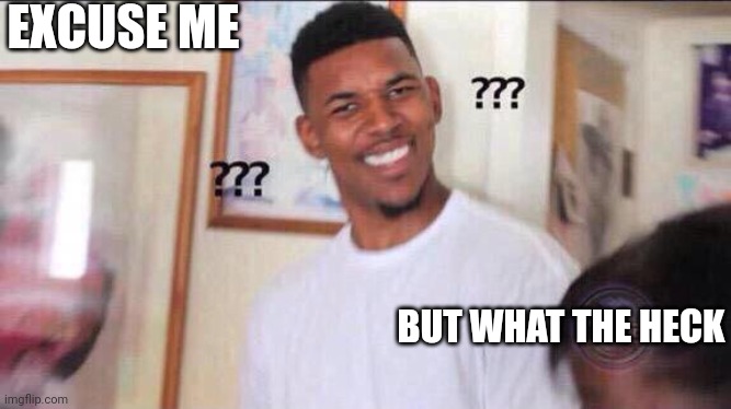 Black guy confused | EXCUSE ME BUT WHAT THE HECK | image tagged in black guy confused | made w/ Imgflip meme maker