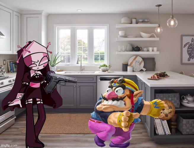 Wario dies after he stole Sarv's cookie.mp3 | image tagged in kitchen,wario dies,wario,friday night funkin,fnf,cookie | made w/ Imgflip meme maker