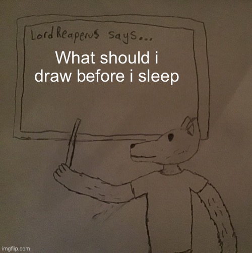 LordReaperus says | What should i draw before i sleep | image tagged in lordreaperus says | made w/ Imgflip meme maker
