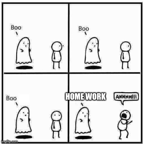 Homework | HOME WORK | image tagged in ghost boo | made w/ Imgflip meme maker