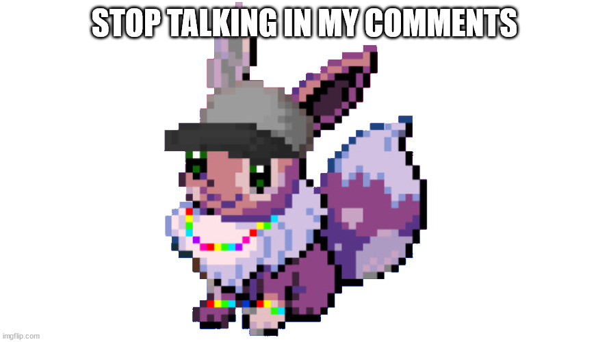 sylceon/eevee | STOP TALKING IN MY COMMENTS | image tagged in sylceon/eevee | made w/ Imgflip meme maker
