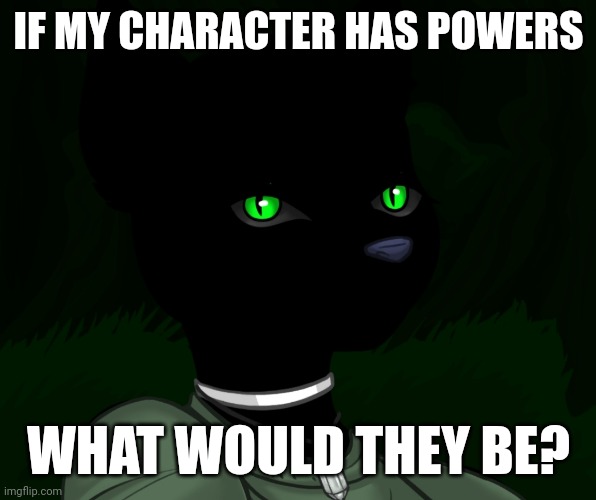 My new panther fursona | IF MY CHARACTER HAS POWERS; WHAT WOULD THEY BE? | image tagged in my new panther fursona | made w/ Imgflip meme maker