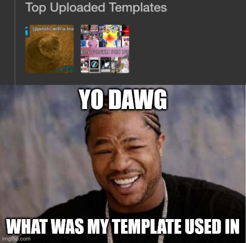 YO DAWG; WHAT WAS MY TEMPLATE USED IN | image tagged in memes,yo dawg heard you | made w/ Imgflip meme maker