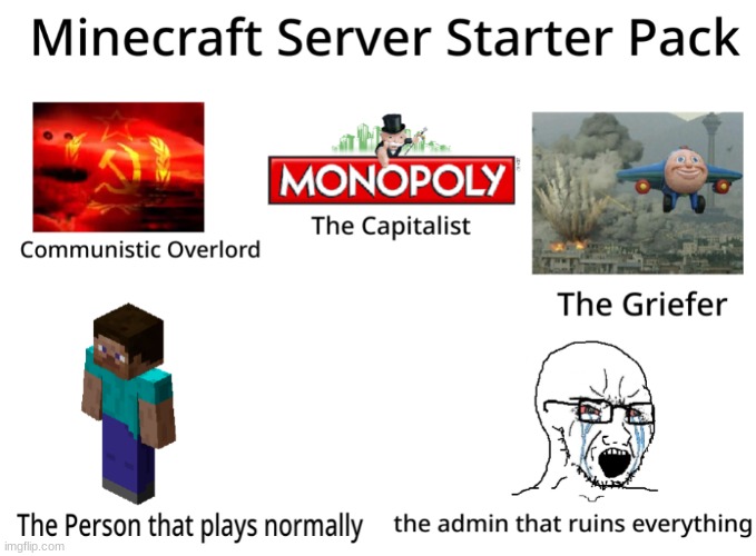 Minecraft Server Starter Pack | image tagged in minecraft,memes,starter pack | made w/ Imgflip meme maker