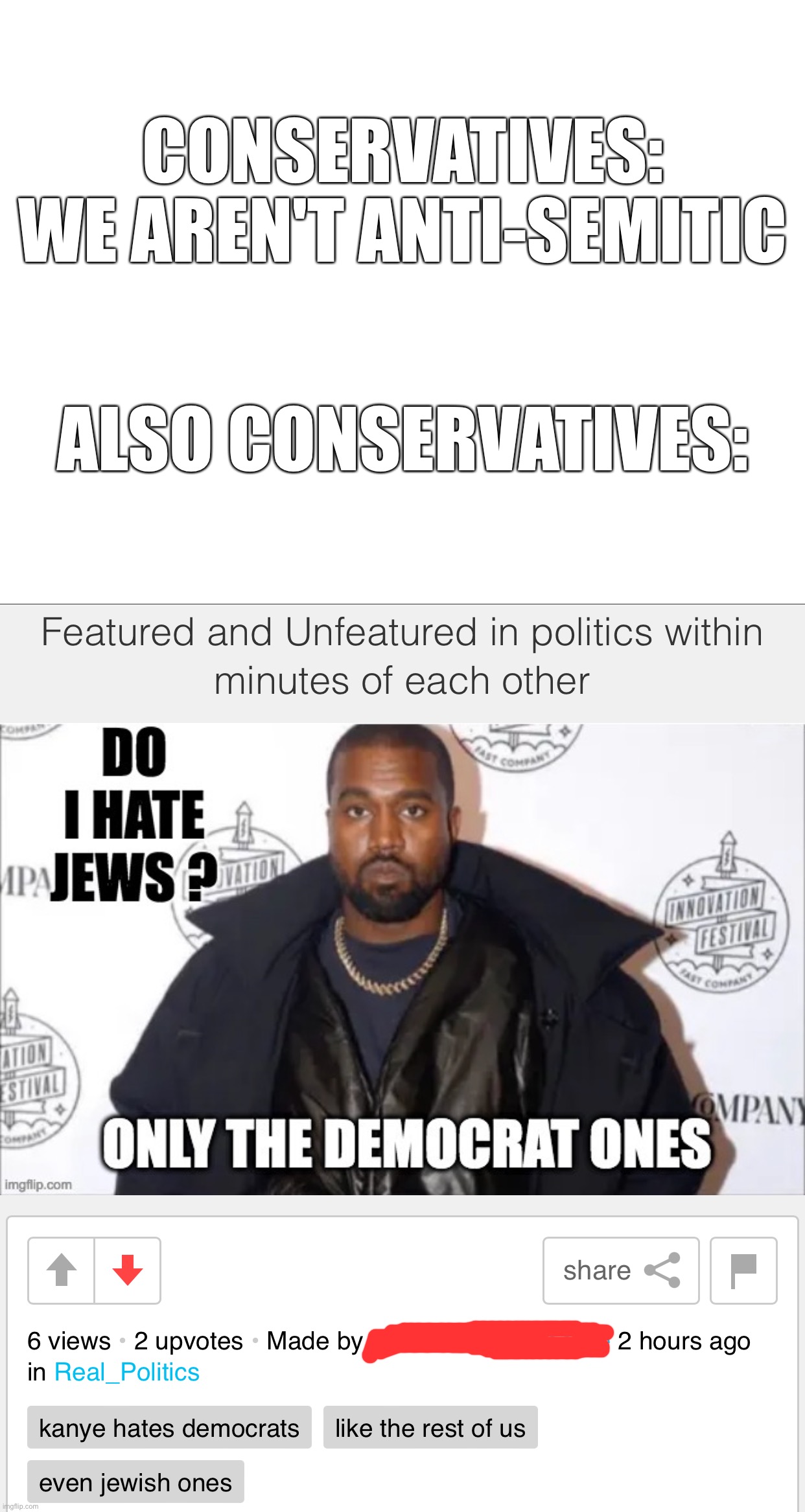 CONSERVATIVES: WE AREN'T ANTI-SEMITIC; ALSO CONSERVATIVES: | image tagged in blank white template | made w/ Imgflip meme maker