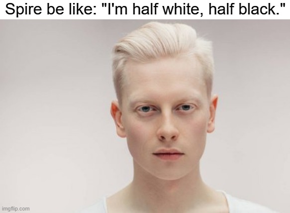 Spire be like: "I'm half white, half black." | made w/ Imgflip meme maker