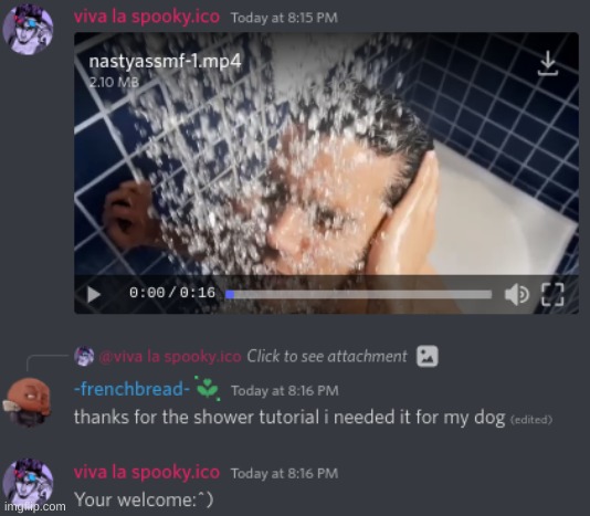 at the danny discord server | image tagged in memes,funny,discord,shower,danny,no context | made w/ Imgflip meme maker