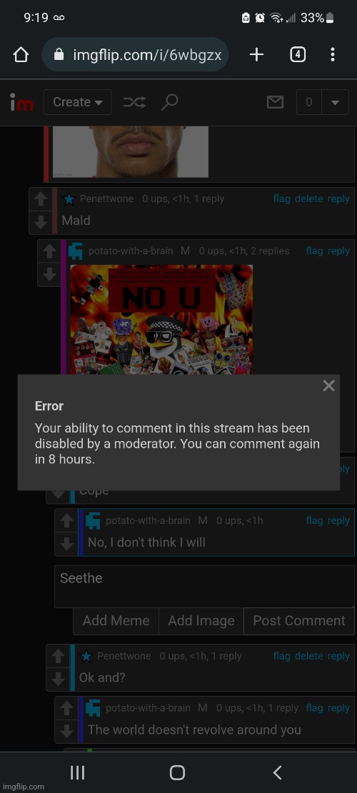 That's a W for me. Counter-trolled to the point of a ban | made w/ Imgflip meme maker