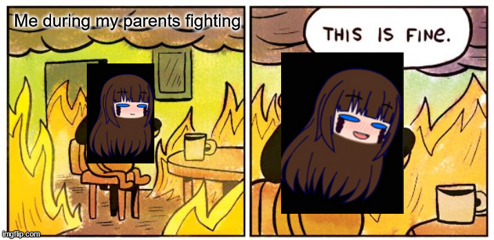 This Is Fine | Me during my parents fighting | image tagged in memes,this is fine | made w/ Imgflip meme maker