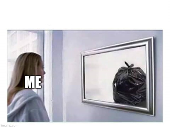 Trash in the mirror | ME | image tagged in trash in the mirror | made w/ Imgflip meme maker
