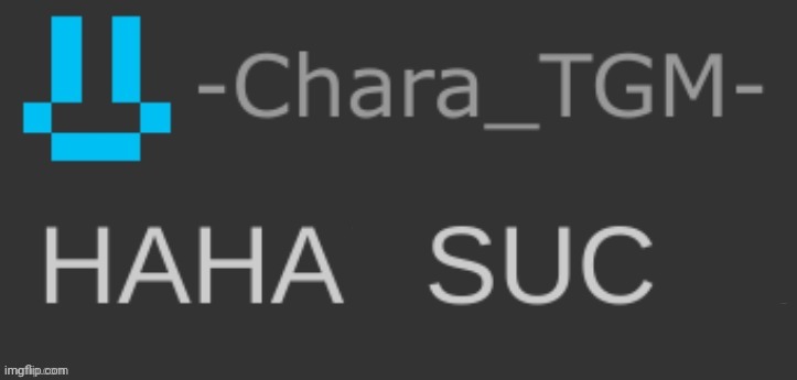 Chara: HAHA SUC | image tagged in chara haha suc | made w/ Imgflip meme maker