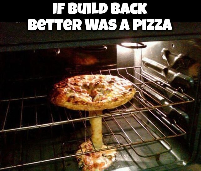 If Build Back better Was a Pizza | image tagged in pizza,build back better,bidenomics,implosion,pedohitler,mushroomcloudy | made w/ Imgflip meme maker