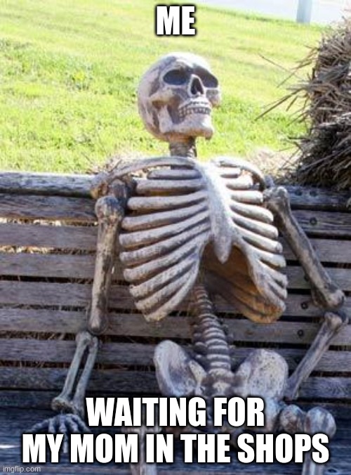 Facts | ME; WAITING FOR MY MOM IN THE SHOPS | image tagged in memes,waiting skeleton | made w/ Imgflip meme maker