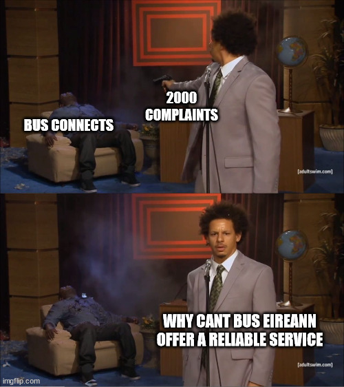 Why would they do this | 2000 COMPLAINTS; BUS CONNECTS; WHY CANT BUS EIREANN OFFER A RELIABLE SERVICE | image tagged in why would they do this,cork | made w/ Imgflip meme maker