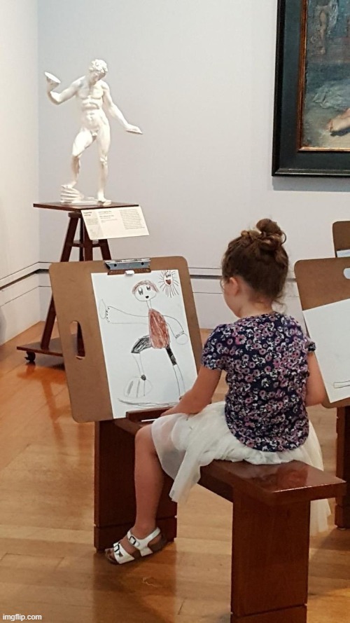 girl trying to draw a statue | image tagged in drawing | made w/ Imgflip meme maker