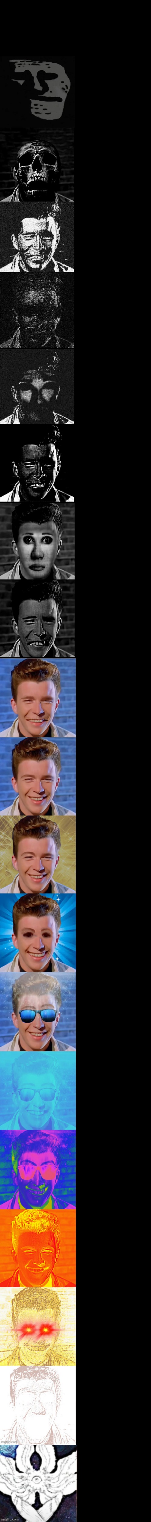 High Quality Rick Astley becoming trollge to god Blank Meme Template